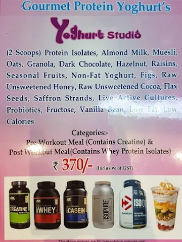Yoghurt Studio menu 