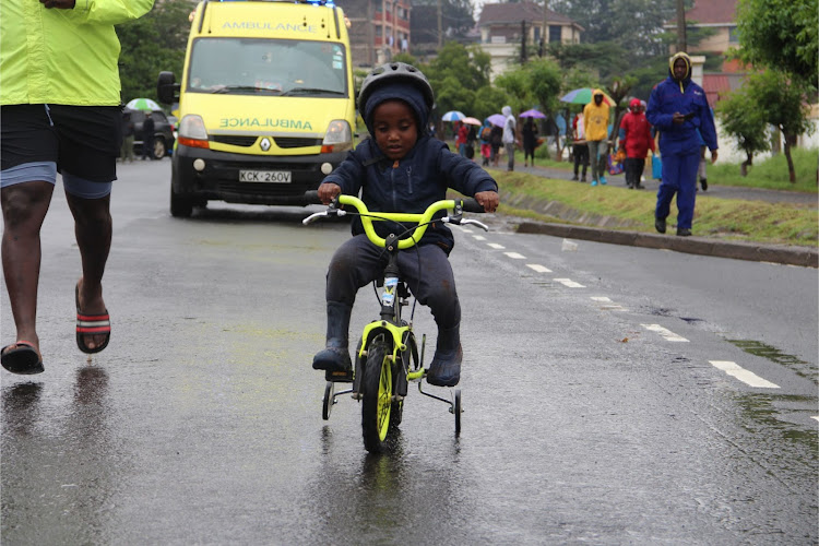 A child takes part during the race