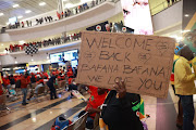 Fans welcome Bafana Bafana at OR Tambo International Airport.