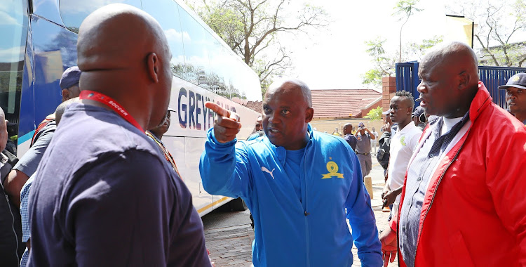 A file photo of Mamelodi Sundowns coach Pitso Mosimane gesturing in frustration at Loftus Versfeld before a match against Orlando Pirates.