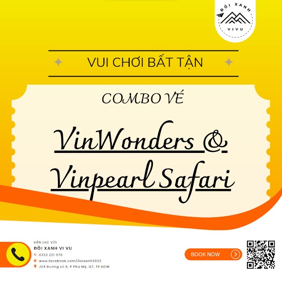 [E - Voucher] Combo Vé Tham Quan Vinwonders + Vinpearl Safari Phú Quốc Siêu Tiết Kiệm