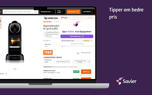 Savier: Rabatkoder & pristjek til Chrome
