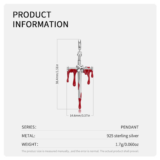 Title 3, Blood Dripping Cross Swords S925 Sterling Silve...