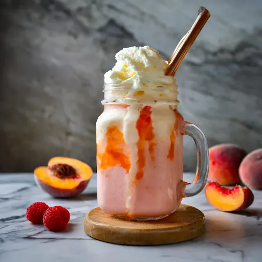 Peach Melba Thickshake [450 Ml, Mason Jar]