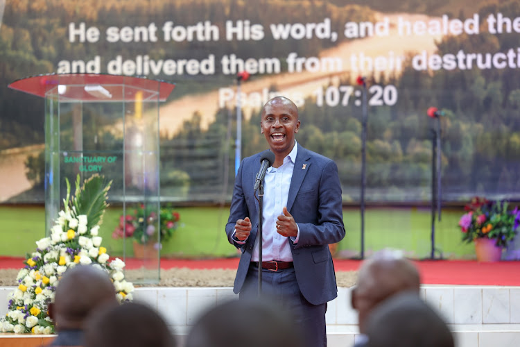 Dagoretti South MP John Kiarie at Revival Sanctuary of Glory in Riruta Satellite, Dagoretti South, on October 22, 2023