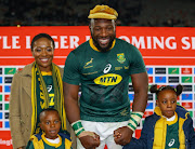 Beast Mtawarira with his family after playing in his 100th test match for South Africa.