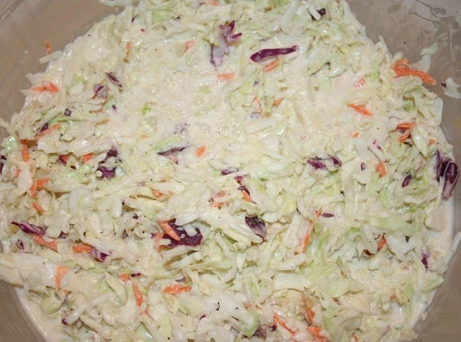 My picture of the slaw made with bagged slaw