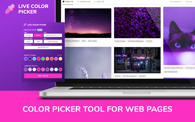 Live color picker chrome extension