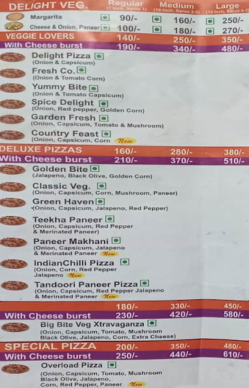 Pizza Day menu 