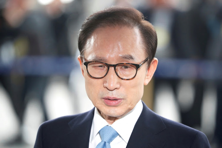 South Korea's former president Lee Myung-bak arrives at the prosecutors' office in Seoul, South Korea on March 14 2018. File photo.