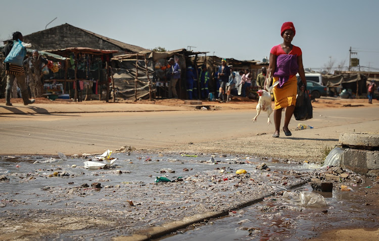 A sewage spill in Matholesville on the West Rand. Picture: SEBABATSO MASOMO