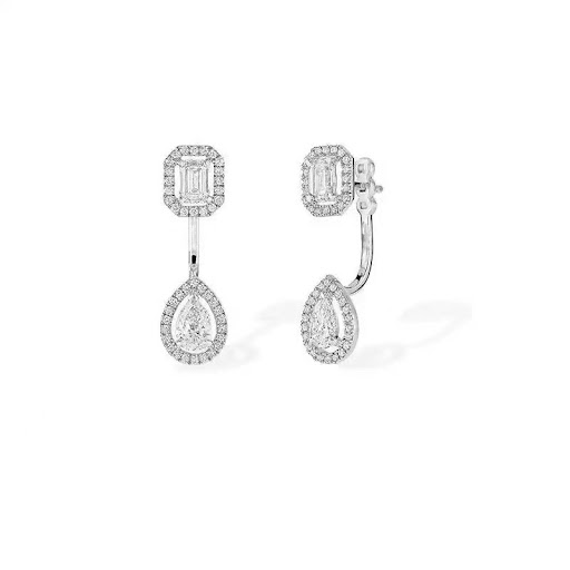 Title 5, Full Diamond Square Drop Front and Rear Earring...