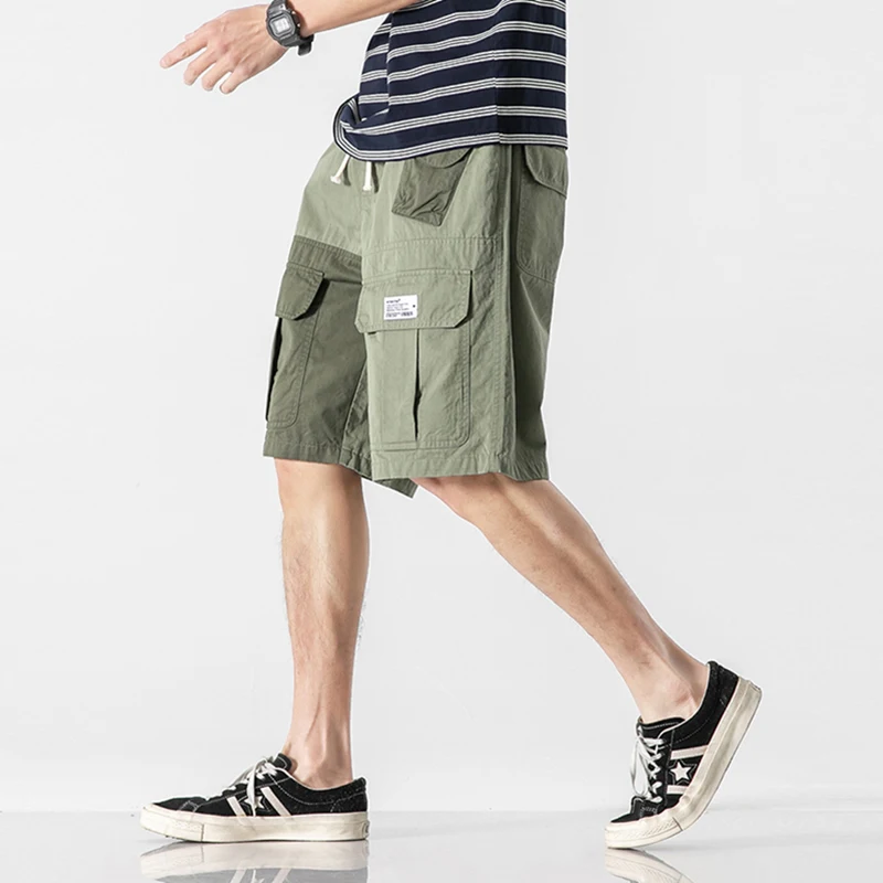 Japanse Niche Design Sense Contrast Stiksels Tooling Vijfpuntsbroek Losse rechte shorts