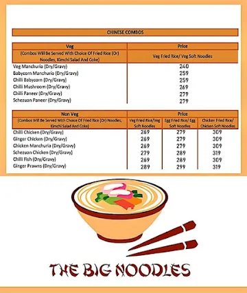 The Big Noodles menu 