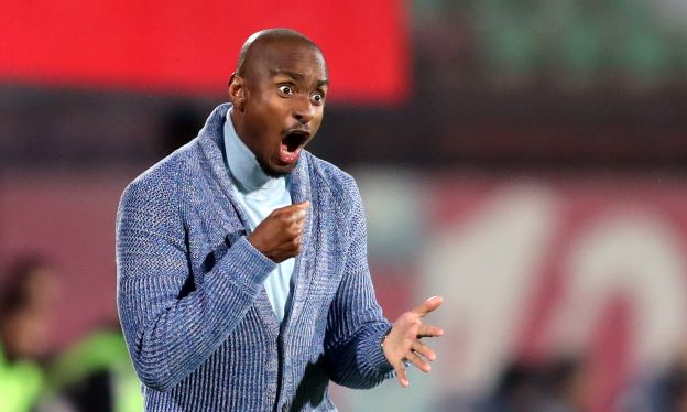 Sundowns head coach Rulani Mokwena reacts during the Caf Champions League soccer match between Al-Ahly and Mamelodi Sundowns in Cairo on February 25.