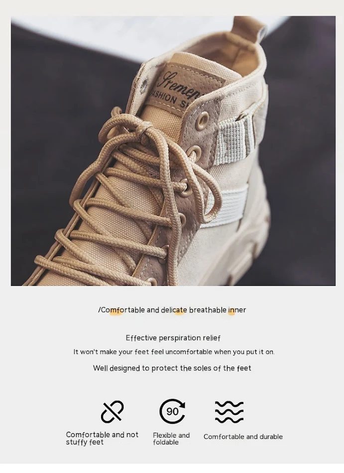Martin Boots voor dames studenten, korte enkellaarsjes met hoge schacht, all-matching ridderstijl, chique canvas schoenen, perfect voor dagelijks gebruik