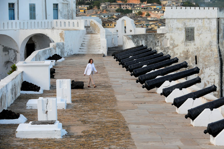 US Vice President Kamala Harris tours the Cape Coast slave castle during her week-long trip to Ghana, Tanzania and Zambia, in Cape Coast, Ghana March 28, 2023.