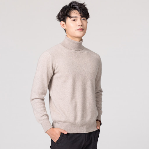 Title 10, Mens Knit Sweater High Neck Pullover Solid Col...