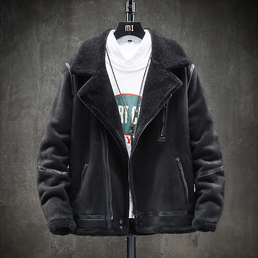 Title 3, Short Lapel Mens Lamb Wool Plus Velvet Padded ...