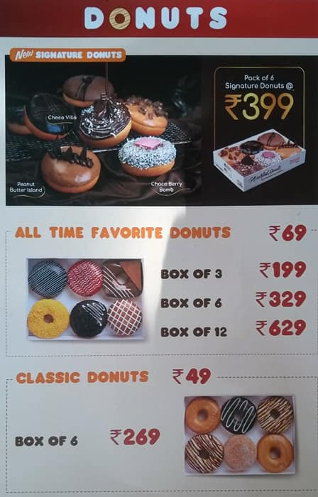 Dunkin' menu 