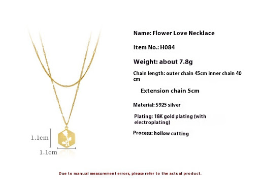 Title 1, S925 Silver Double-layer Necklace French Style ...