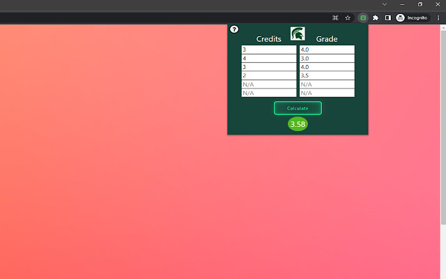 Spartan GPA Calculator chrome extension
