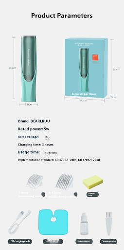 Title 12, Baby Waterproof Automatic Hair Suction Hair Cli...