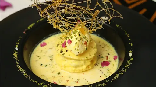 Rasmalai Tres Leches, Fresh Fruit Cream, Rose Petal Net