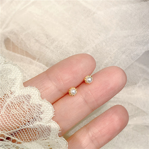 Title 3, Japanese Girly Simplicity Mini Pearl Stud Earri...