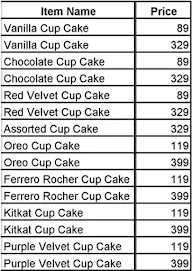 Cupcake Bliss Cake & Desserts menu 1