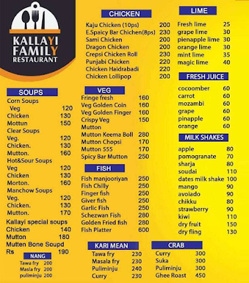 Kallayi Restaurant menu 