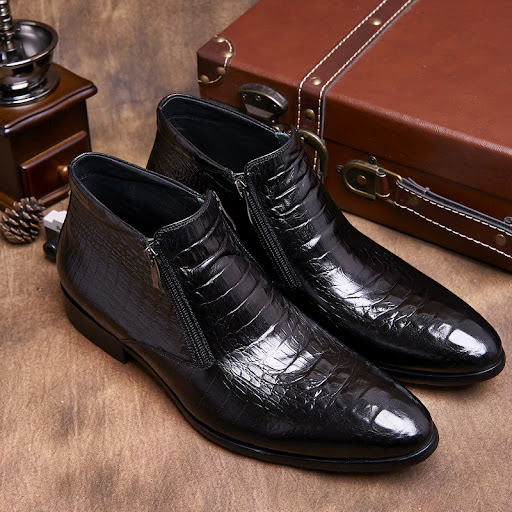 Title 4, Trendy High-top Formal Business Leather Boots. ...