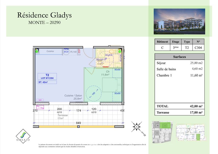 Vente appartement 2 pièces 42 m² à Monte (20290), 136 700 €