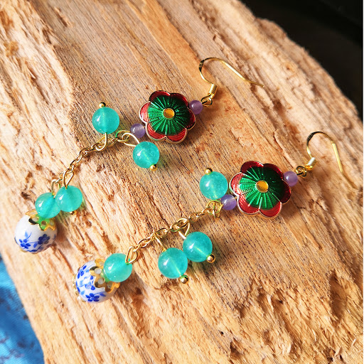 Title 1, New Ceramic Earrings with Chalcedony Cloisonne ...