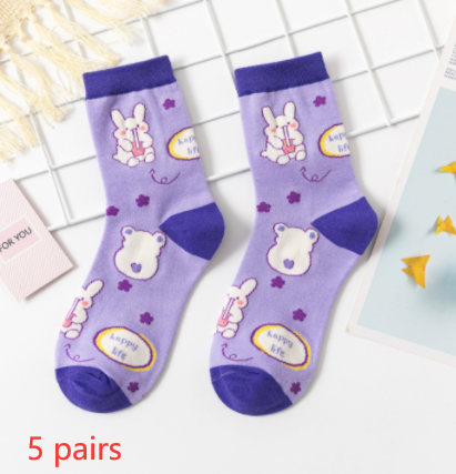 Ženske pamučne čarape Gummy Bear Series, Preppy stil. Udobne i zabavne čarape, savršene za svakodnevno nošenje i dodavanje razigranosti.