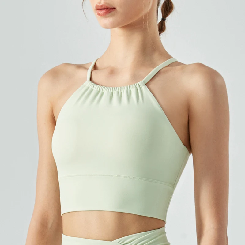 Sujetador Deportivo para Mujer con Almohadillas en el Pecho y Cuello Frontal Plegable, Ropa Interior para Entrenamientos