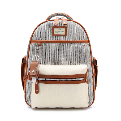 Title 6, Canvas Mommy Bag with Leather Shoulder Straps f...