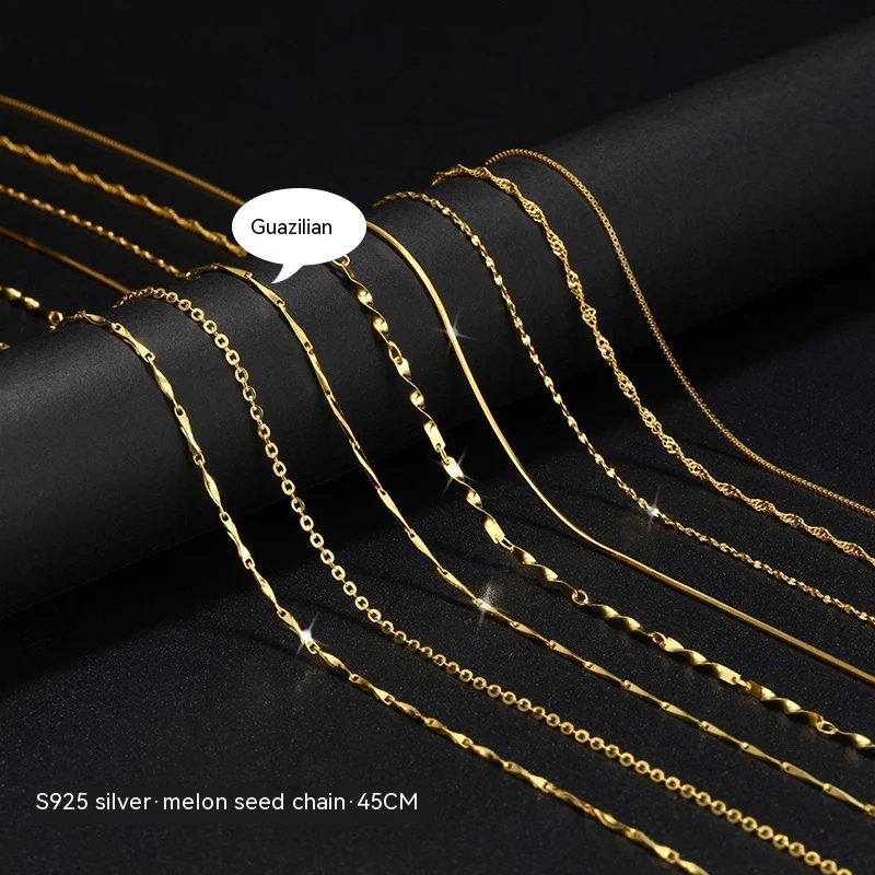 Collier Or 18K Femme Chaîne Argent 925 Plaqué Or Élégant Bijou Cadeau Parfait Accessoire Mode Lumineux Durable.