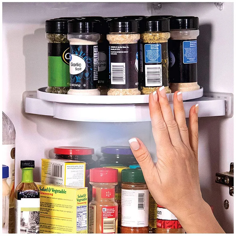 Estante triangular giratoria sin perforaciones para baño y cocina Ahorra espacio y organiza tus objetos de forma fácil y eficiente.