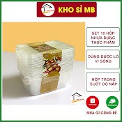 Bộ 10 Hộp Nhựa Đựng Thực Phẩm Tủ Lanh Có Nắp, Hộp Nhựa Việt Nhật Vuông Trong Suốt Đựng Đồ Ăn, Dùng Được Lò Vi Sóng