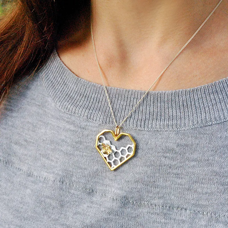 Caring Bee Heart Pendant
