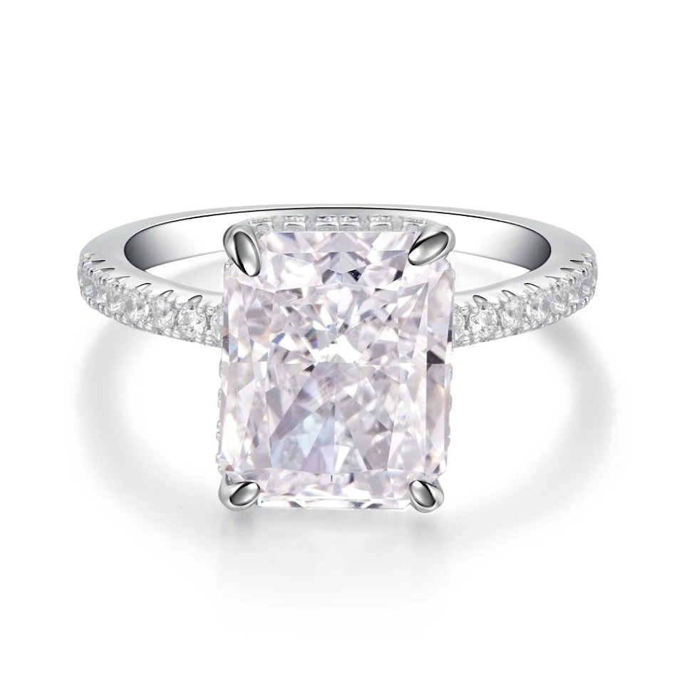S925 Sterling Zilveren Ring Vrouwelijk, met High Carbon Diamant, schitterende ring voor een elegante uitstraling.