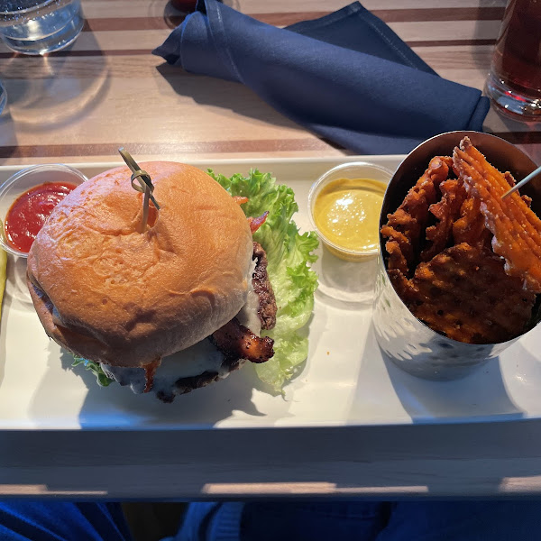 Burger and Sweet Potato Fries