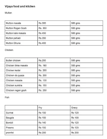 Vijaya Food & Kitchen menu 