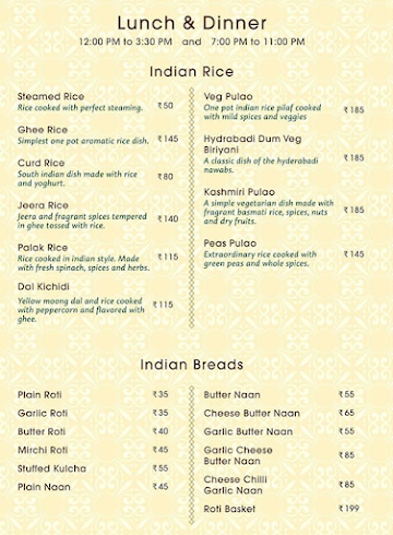 Turmeric Kitchen menu 