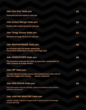 Jugaadi Adda menu 