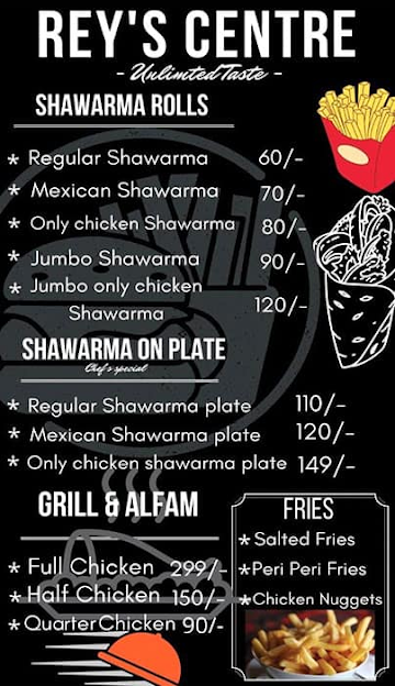 Rey's Centre menu 