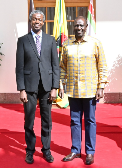 President William Ruto with the newly appointed CEO of the Africa Climate Summit Joseph Ng'ang'a at the State House, Nairobi on June 9,2023.