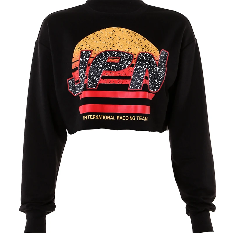 Letter print high waist long sleeve top