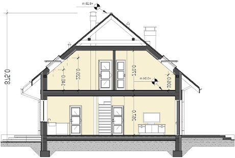 Jaskółka 2 z garażem - Przekrój